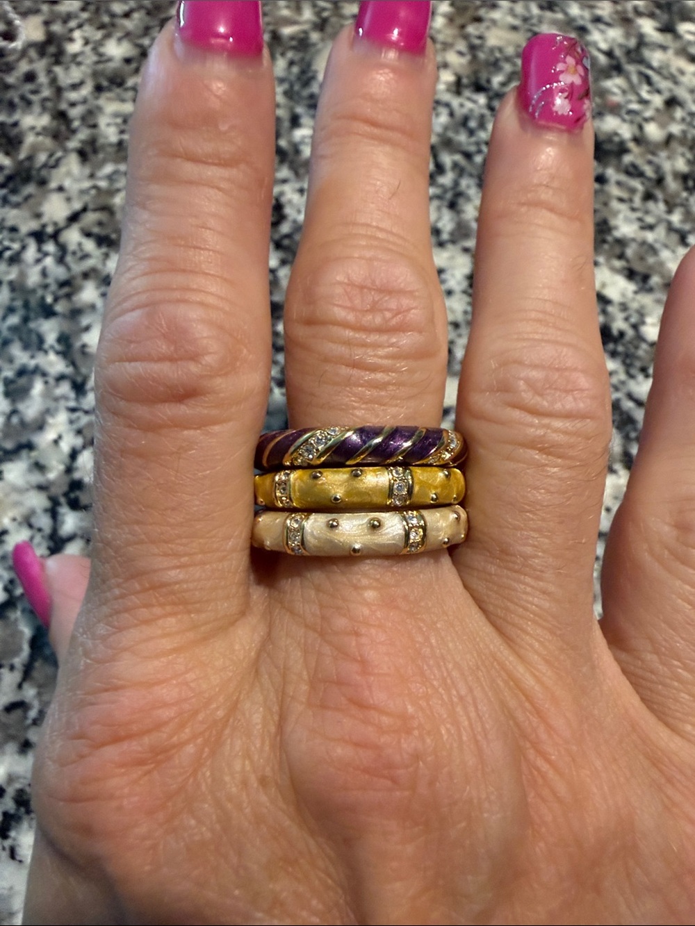 LGA Size 9 Gold and Purple Stacked Ring Set